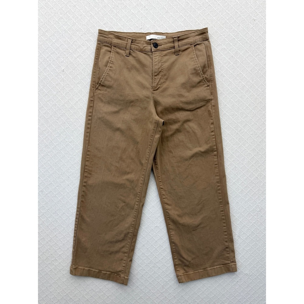 Ella Moss Wide Leg Crop Chino Pant Brown Stretch High Rise Cotton Twill Womens 6